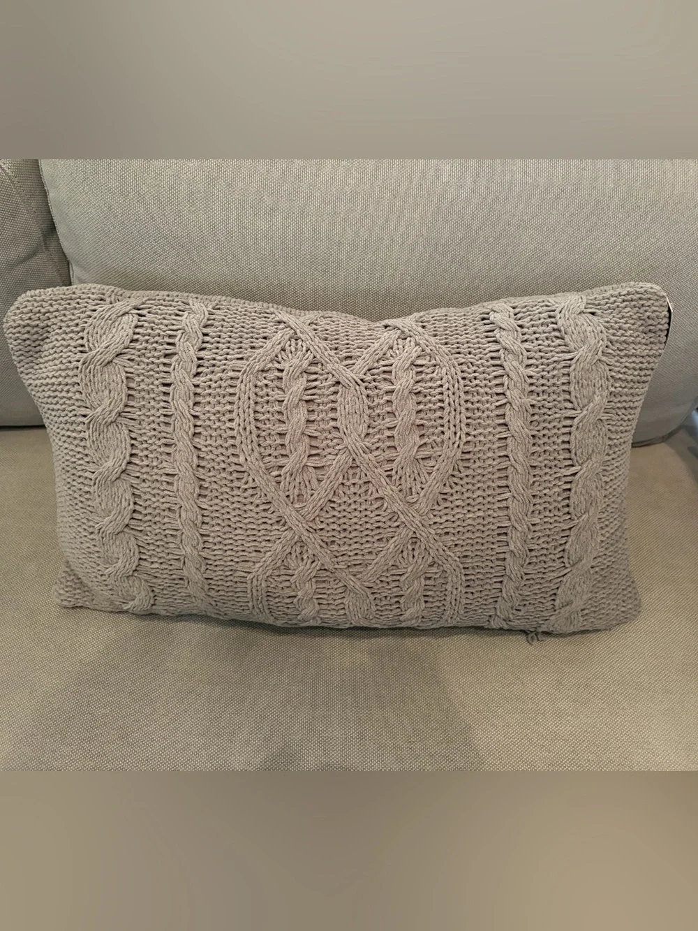 Cable Knit Chenille Oversize Lumbar Throw Pillow Gray - Threshold™: 14x24”